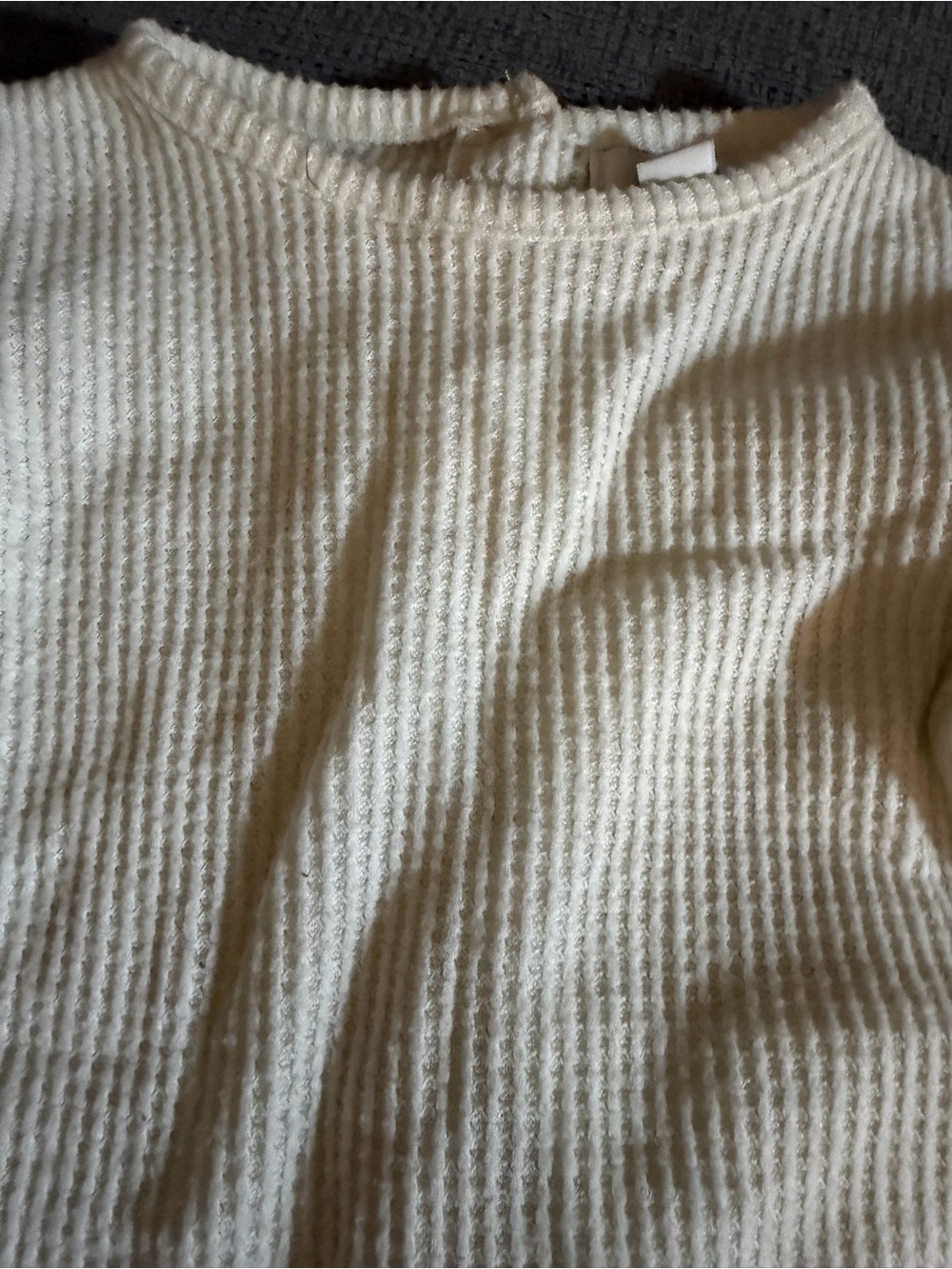 Cream Ruffle-Sleeve Rib Knit Top for Kids - Picture 2 of 5